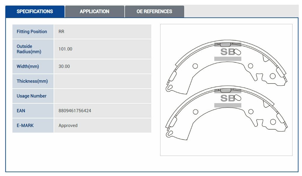 Колодки тормозные барабанные Sangsin Brake для Hyundai SOLARIS 1.4/1.6 10-, 4 шт