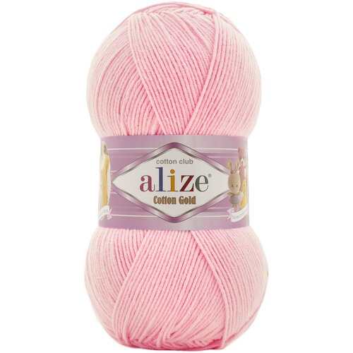 Пряжа Alize Пряжа Alize Cotton Gold розовый (518), 55%хлопок/45%акрил, 330м, 100г, 1шт, 55 % хлопок, 45 % акрил, 100 г, 330 м, 518 розовый