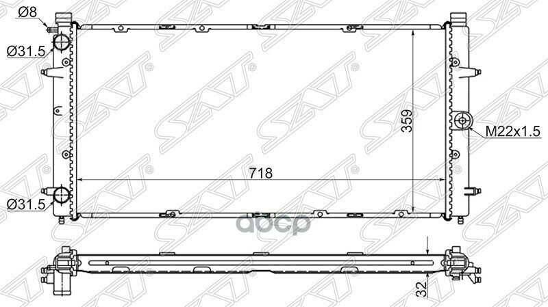 Радиатор Volkswagen Transporter 90-03 / Caravelle 90-03 Sat арт. SG-VW00T4-D