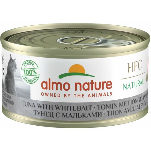 Almo Nature Консервы для Кошек с Тунцом и Мальками (HFC Adult Cat Tuna&White Bait) 0,07 кг x 1 шт. dado cat adult tuna корм для кошек с тунцом