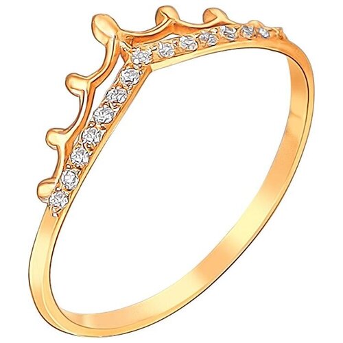 фото Эстет кольцо с 15 фианитами из серебра с позолотой 01к157379а, размер 18