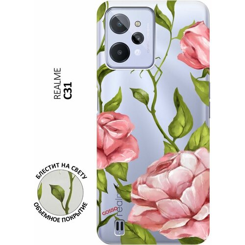 Силиконовый чехол на realme C31, Рилми С31 с 3D принтом Amazing Roses прозрачный чехол книжка на realme c31 рилми с31 с 3d принтом amazing asters золотой