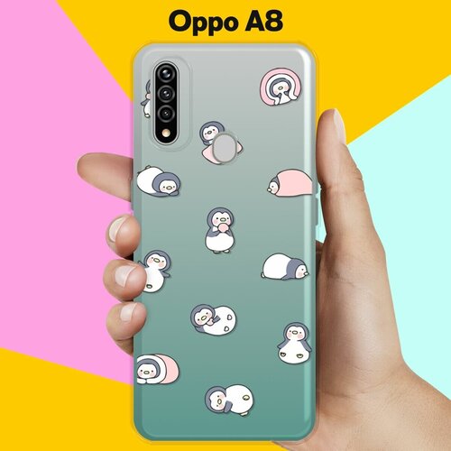 Силиконовый чехол на OPPO A8 Пингвины / для Оппо А8