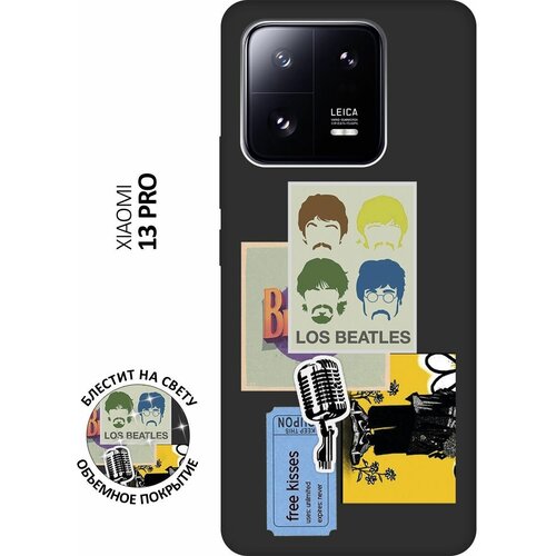 Матовый Soft Touch силиконовый чехол на Xiaomi 13 Pro, Сяоми 13 Про с 3D принтом Beatles Stickers черный силиконовый чехол на xiaomi 13 pro сяоми 13 про с 3d принтом beatles stickers прозрачный