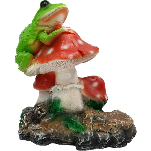 Фигурка садовая декоративная Лягушка на мухоморе, высота 28см