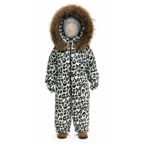 Комбинезон Pikolino, зимний, подтяжки, размер 104, белый, коричневый