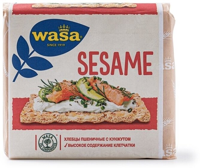 Хлебцы пшеничные Wasa Sesame с посыпкой из жареного кунжута