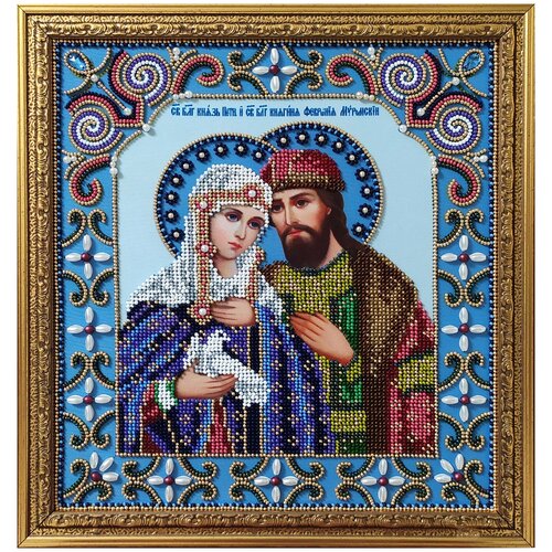 Набор для вышивания бисером икона Петр и Феврония Муромские, 24 х 26 см