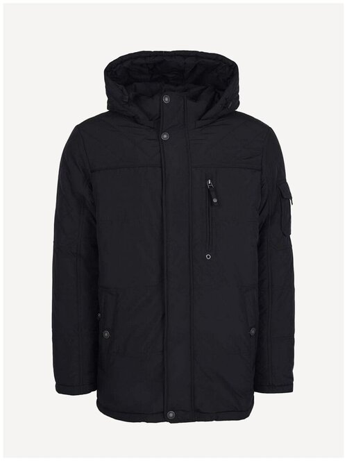 Куртка Baon, мужская, демисезон/зима, силуэт прямой, подкладка, капюшон, карманы, размер S, черный