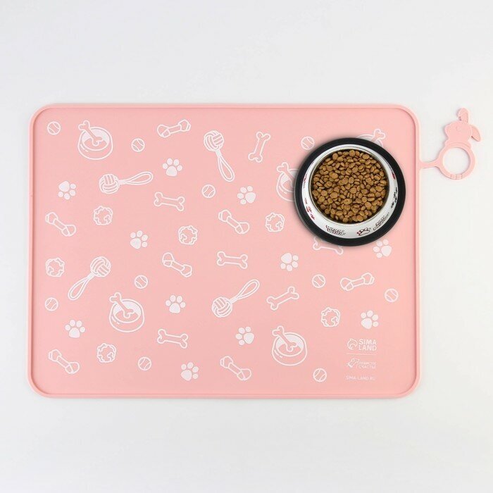 фото Коврик силиконовый под миску "Паттерн", 30х40 см, розовый 9454979