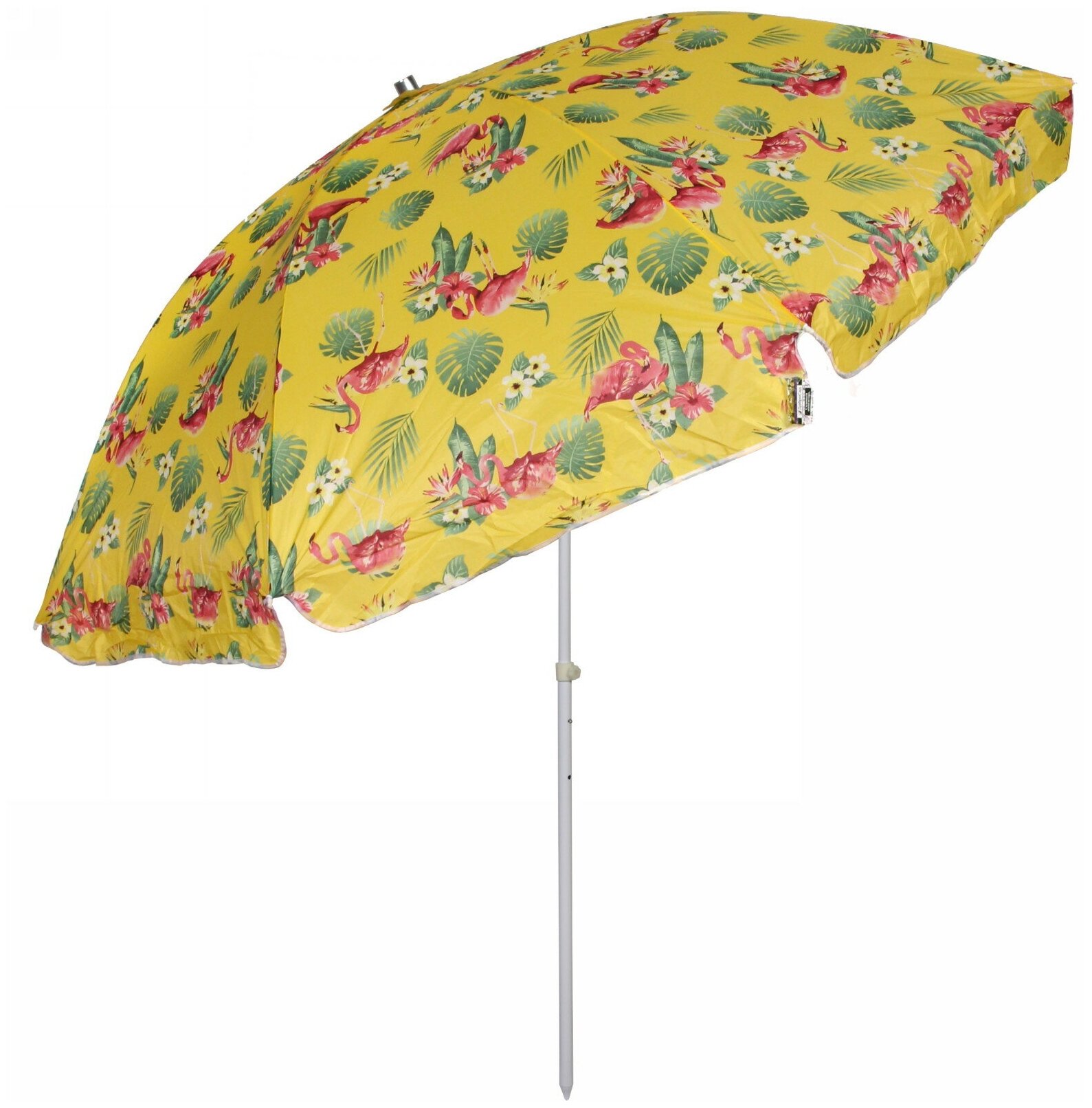 Зонт пляжный D=240см, h-220см "Фламинго" желтый с механизмом наклона ДоброСад - фотография № 1
