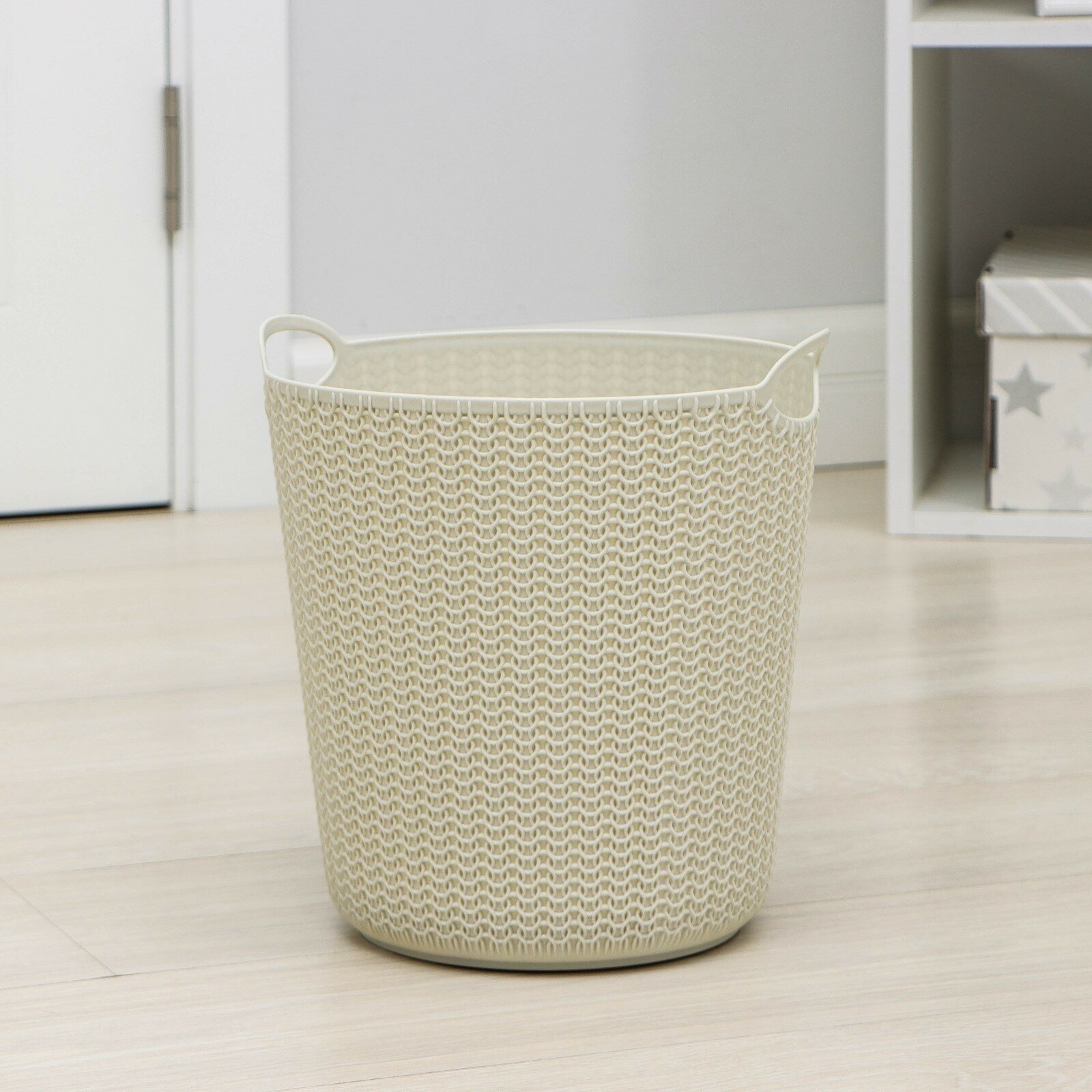 Корзина для бумаг IDEA Вязание 10 л белый М2499 ширина 28 см — фото 1