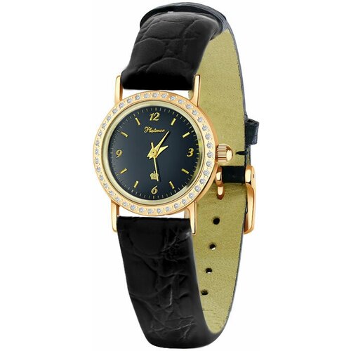 platinor женские золотые часы юнона арт 98550 412 Наручные часы, золото, фианит, черный