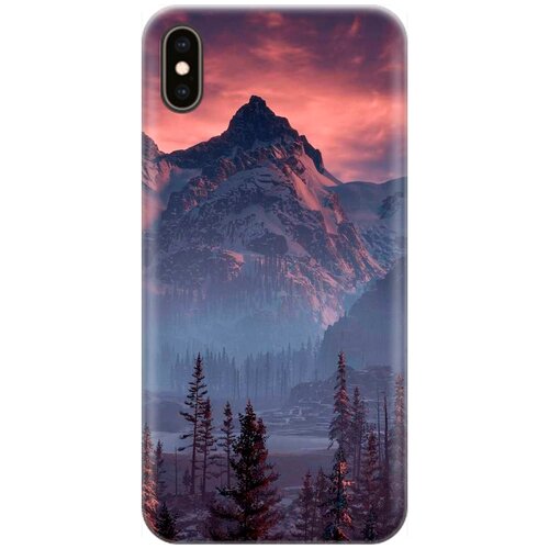 фото Re:pa накладка transparent для apple iphone xs max с принтом "лес, горы, зарево"