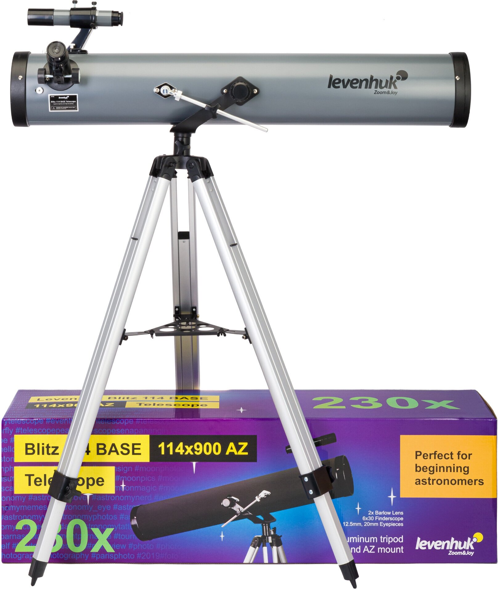 Телескоп Levenhuk Blitz 114 BASE, рефлектор, Ньютон, азимутальная монтировка, 3 окуляра — фото 1