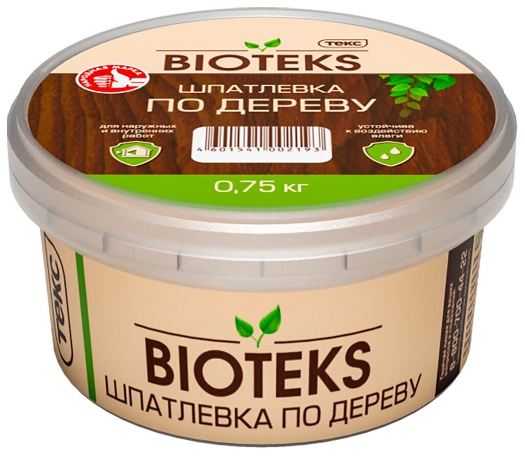 Шпатлевка ТЕКС BIOTEKS по дереву, махагон, 0.75 кг - фотография № 1