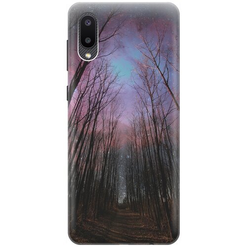 фото Ультратонкий силиконовый чехол-накладка для samsung galaxy a02 с принтом "тропа и звездное небо" gosso