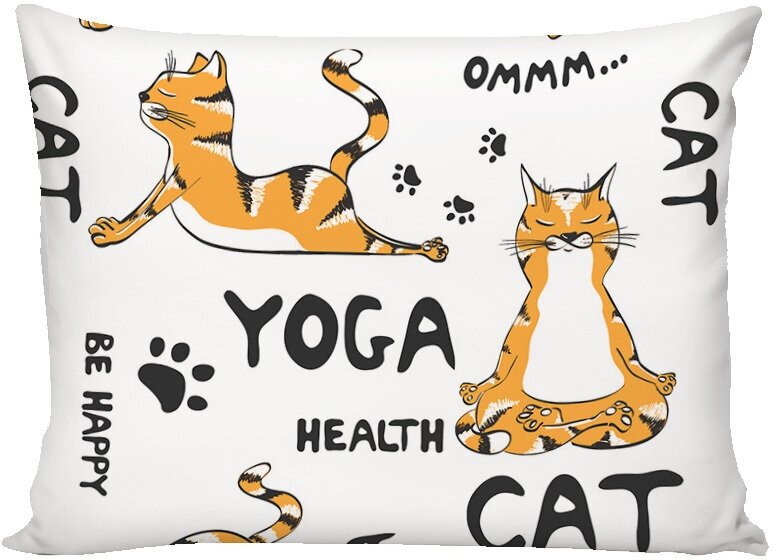 Постельное белье Кот Коттон "Yogacat" 1,5-сп наволочка 50х70 1шт Простынь 150х215 см Пододеяльник 145х215 см - фотография № 2