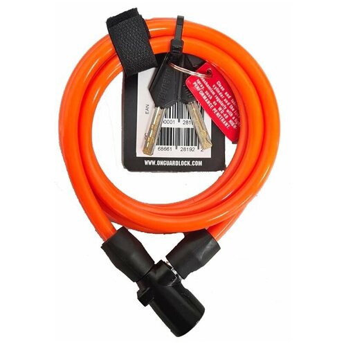 фото Замок onguard lightweight key coil cable lock, стальной трос 150см х 8мм, оранжевый