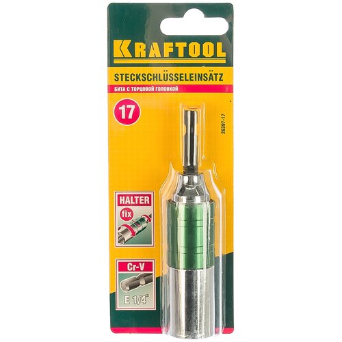 Бита KRAFTOOL ″EXPERT″ с торцовой головкой, CrV, хвостовик E 1/4″, 17мм