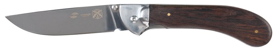 Нож складной Stinger, клинок из нержавеющей стали 105 мм, серебристого цвета, рукоять из стали и дерева коричневого цвета (FK-9905)