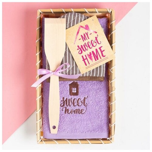 фото Набор кухон. "sweet home" в корзинке: полотенце, прихватка, лопатка 4356695 этель