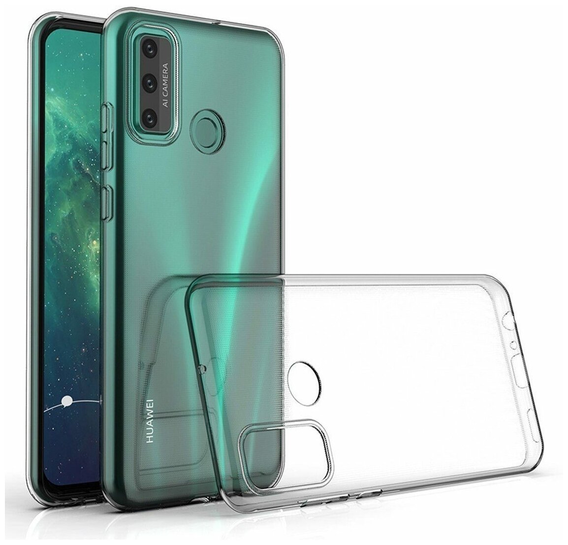 Чехол силиконовый для Huawei P Smart (2020) / TPU, прозрачный /