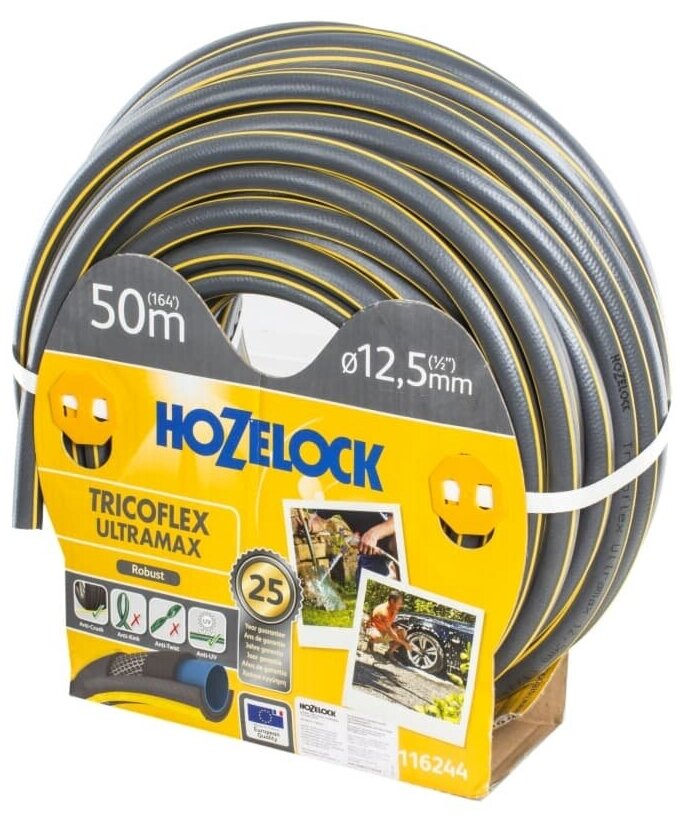 Шланг садовый поливочный HoZelock TRICOFLEX ULTRAMAX, диаметр 1/2", длина 50 м, армированный - фотография № 3