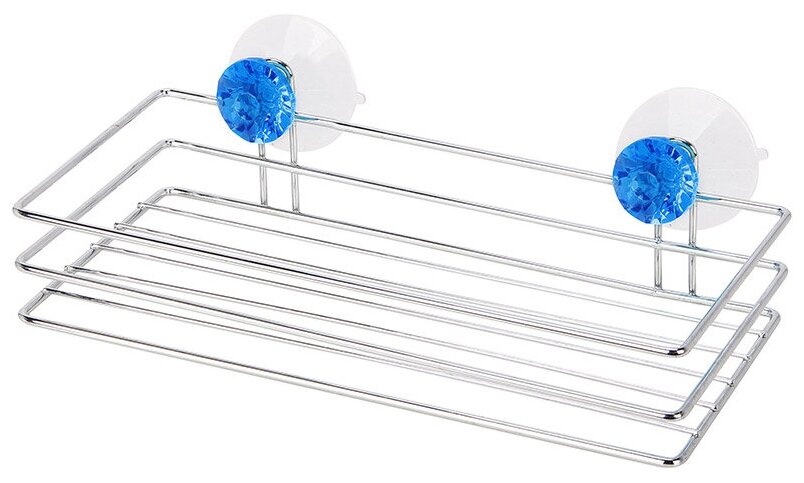 фото Полка подвесная большая W2037 "Бриллиант, синий", размер:25х11,5х4см (крепление: 2 присоски)