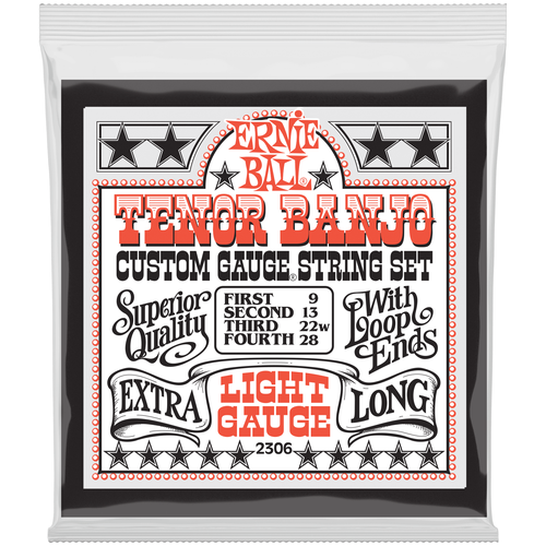 фото Ernie ball 2306 stainless steel light струны для 4 струнного тенор банджо (9-13-22w-28)