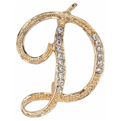 фото Брошь бижутерная буква "д" (замок-булавка, золотистый) 55712 otokodesign