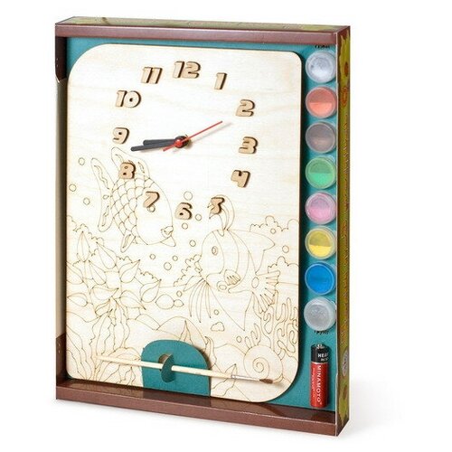 фото Набор для творчества нескучные игры часы рыбки с циферблатом под роспись с красками