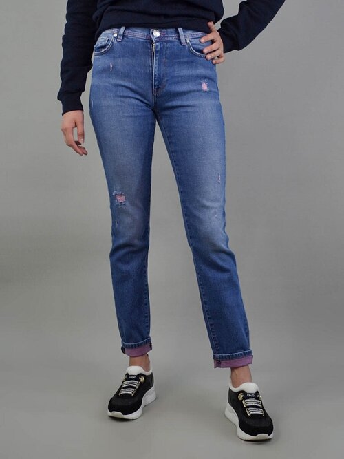 Джинсы широкие  Trussardi Jeans, стрейч, размер 25, голубой