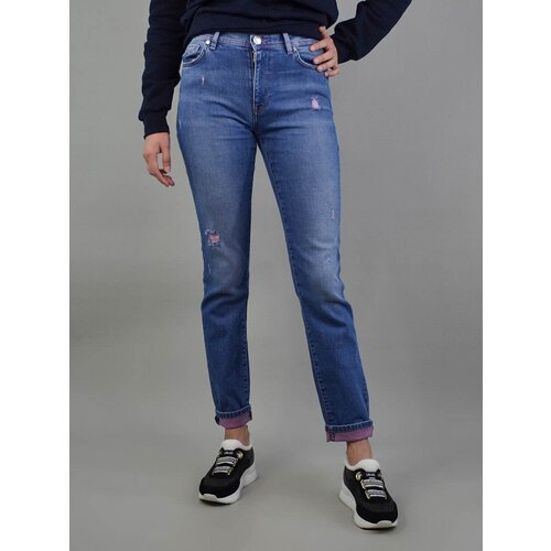 Джинсы широкие  Trussardi Jeans, стрейч, размер 25, голубой