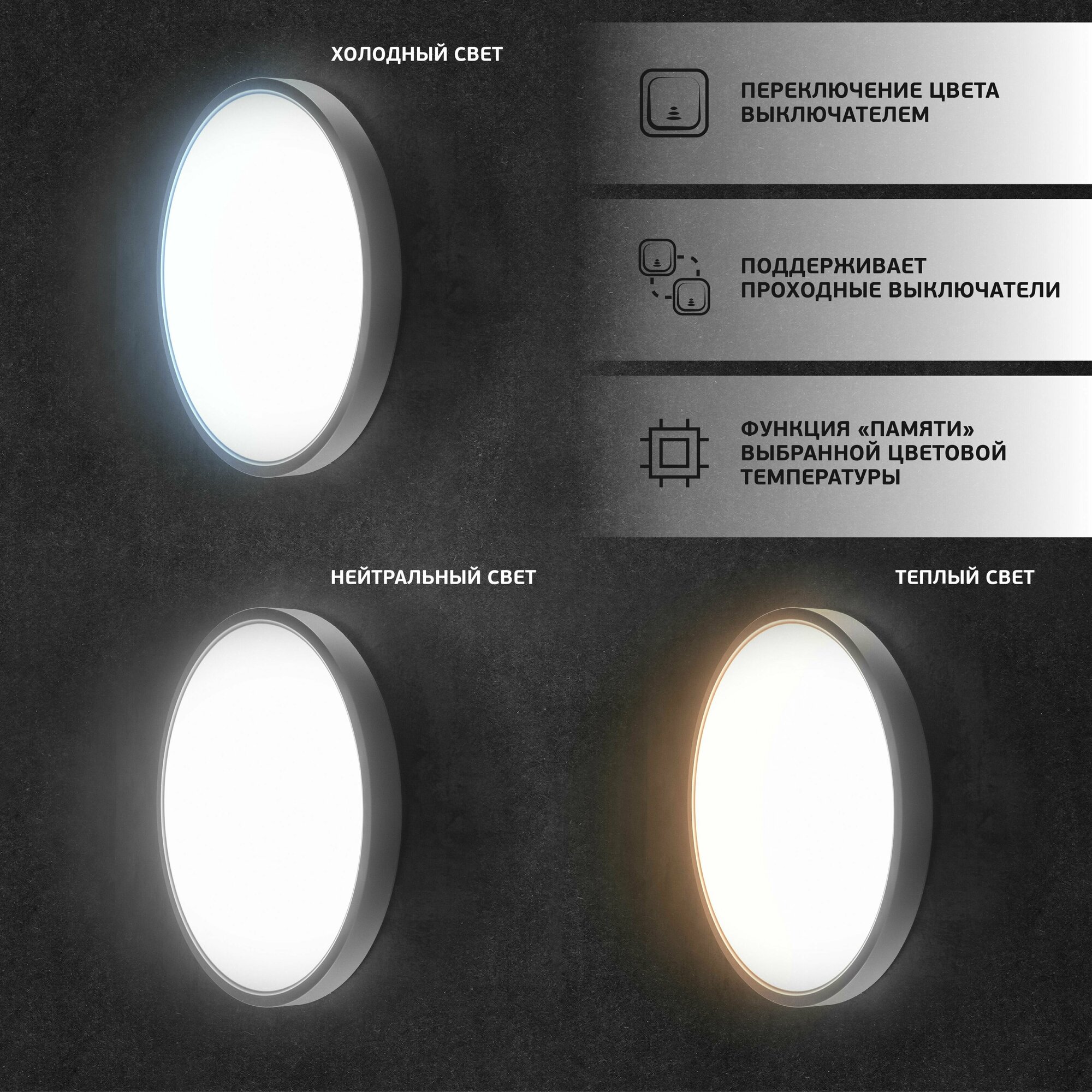 Светильник настенный потолочный светодиодный 24Вт круглый накладной, управляемый - фотография № 4