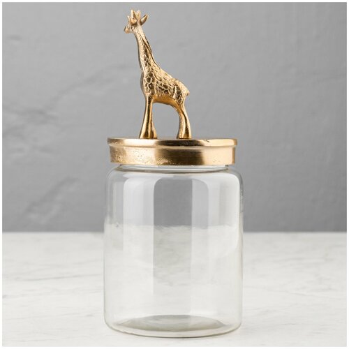 Ёмкость для хранения Decorative Jar With Giraffe Figure Gold