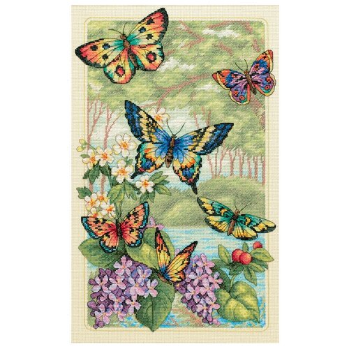 Dimensions Набор для вышивания Лес бабочек (35223), разноцветный, 1 шт., 40 х 25 см