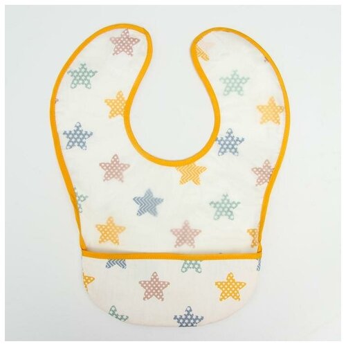 фото Нагрудник детский непромокаемый, с карманом «звёзды», звет, жёлтый mikimarket