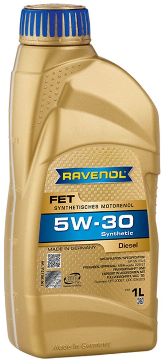 Моторное масло RAVENOL FET Fuel Efficiency Truck SAE 5W-30 (1л)