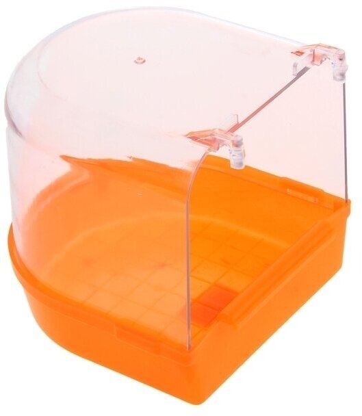 Купалка для птиц аксессуар для клетки 13х13х13 см(Оранжевая) - фотография № 1