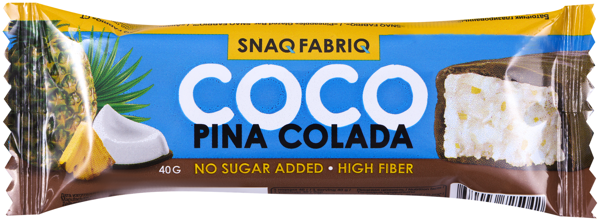 SNAQ FABRIQ Протеиновый батончик COCO 40г (Пина- колада)