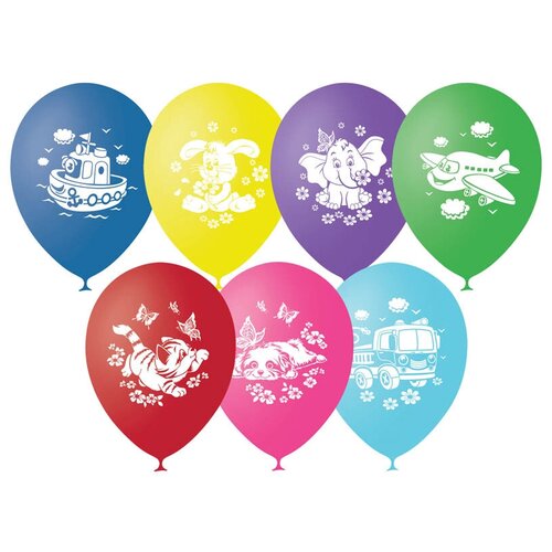 Воздушные шары, 50шт, М12/30см, "Детская тематика", пастель, шелк