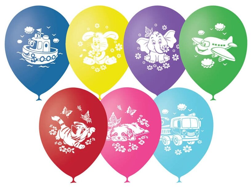 Воздушные шары, 50шт, М12/30см, Поиск «Детская тематика», пастель, шелк