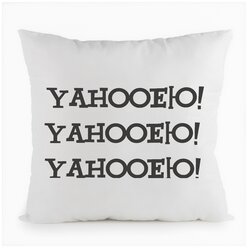 Подушка белая CoolPodarok Yahooею!,белая