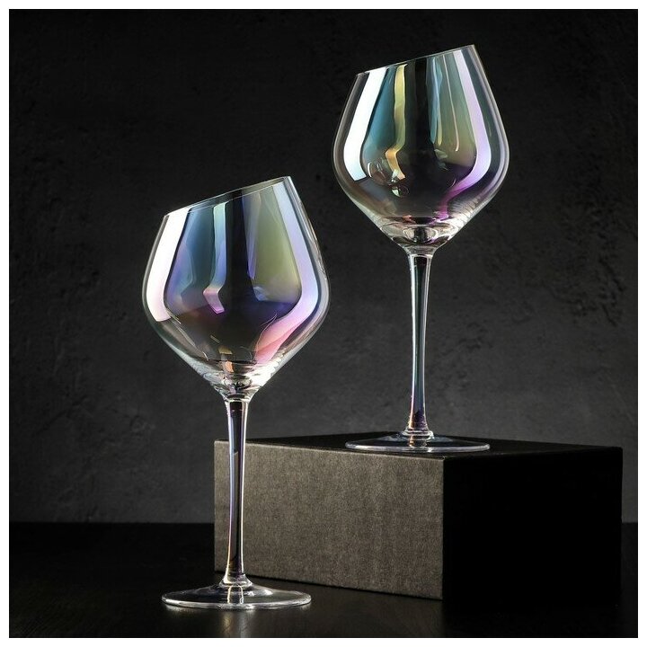 Набор бокалов для вина Magistro «Иллюзия», 550 мл, 10×24 см, 2 шт, цвет перламутровый
