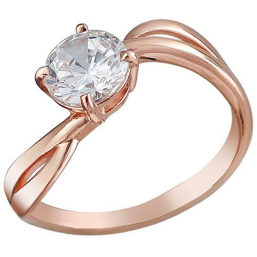 фото Эстет кольцо с 1 фианитом из серебра с позолотой л8к1519398п, размер 16