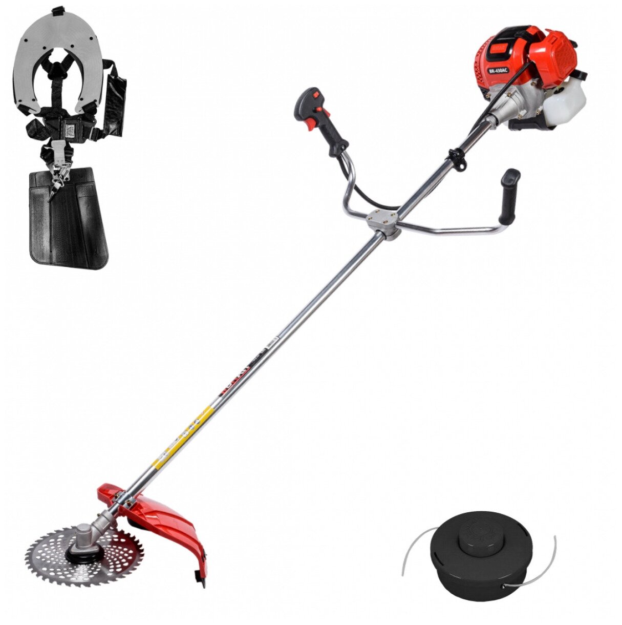 фото Триммер бензиновый для сада BRAIT BR-430AC (бензокоса для травы с кожухом и плечевым ремнём)