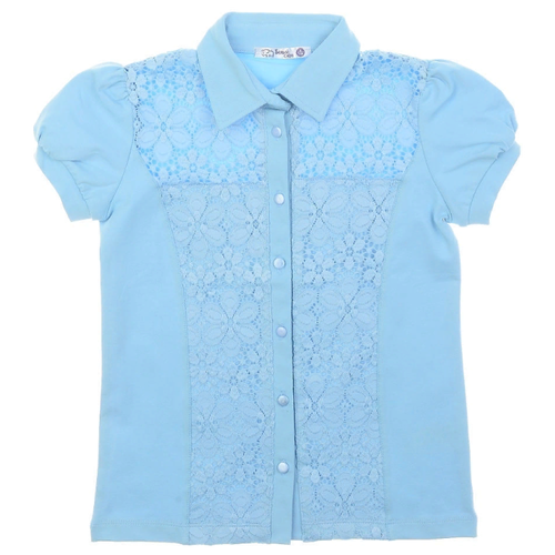 Блузка для девочки с коротким рукавом, одежда для школы, летняя блузка / Белый слон 5004 (бежевый) р.158