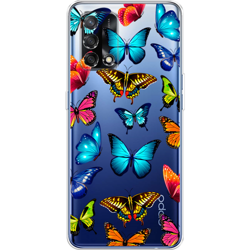 Силиконовый чехол на Oppo A74 / Оппо A74 Разные бабочки, прозрачный силиконовый чехол на oppo a74 оппо a74 розовые и голубые бабочки прозрачный