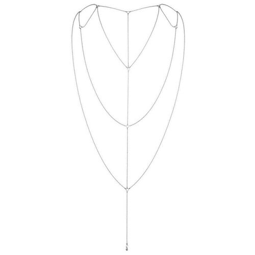 Серебристое плетеное украшение Magnifique Back and Cleavage Chain Bijoux Indiscrets | Эротическая одежда | серебристый
